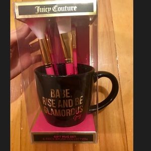 Juicy couture brush set with a black and gold mug!